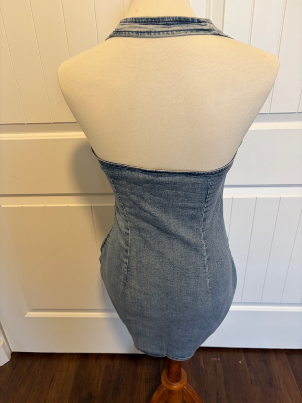 H&M Blue Denim Lace-Up Halter Dress - Picture 3 of 4
